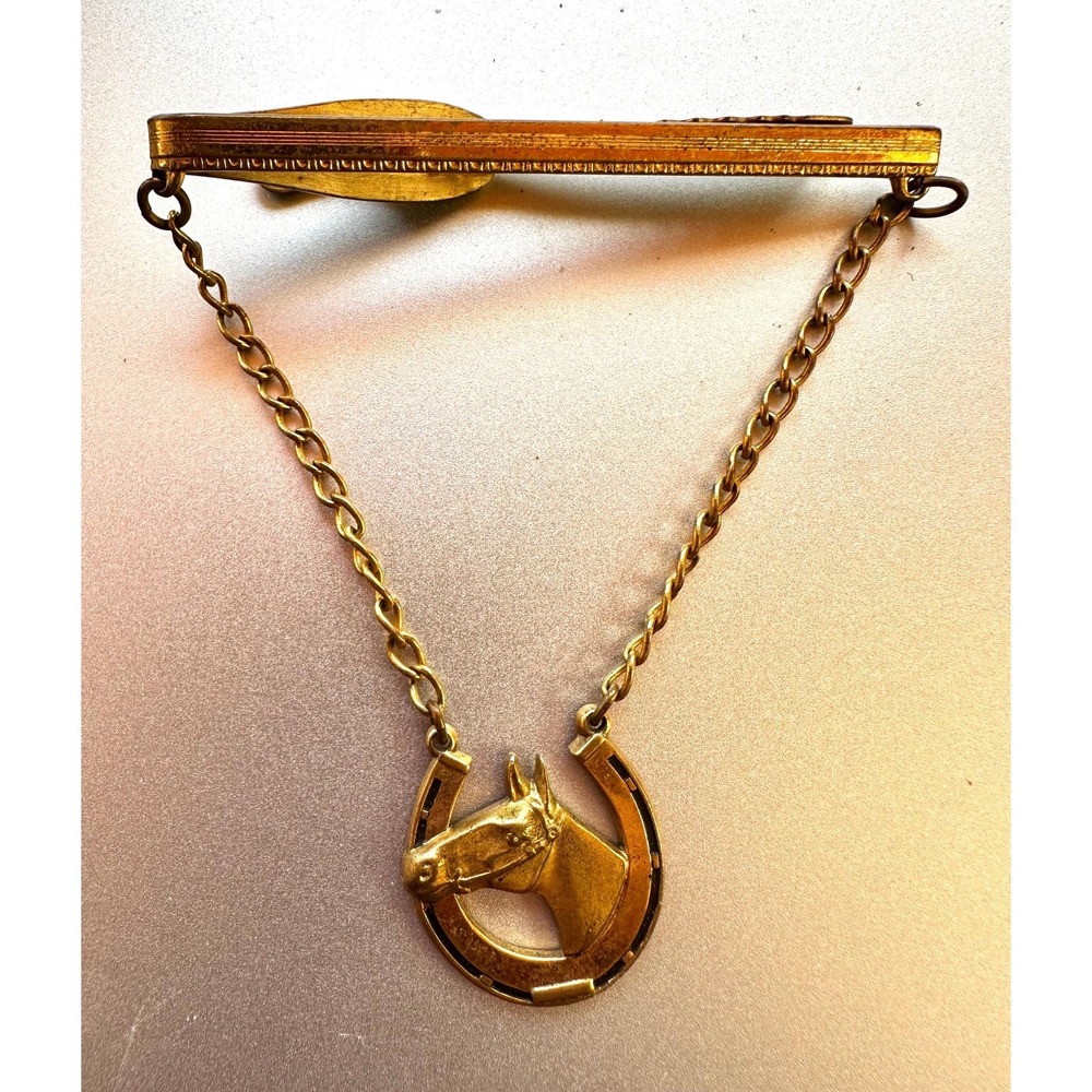 Vintage Hickok Tie Clip Equestrian Horse Shoe Western